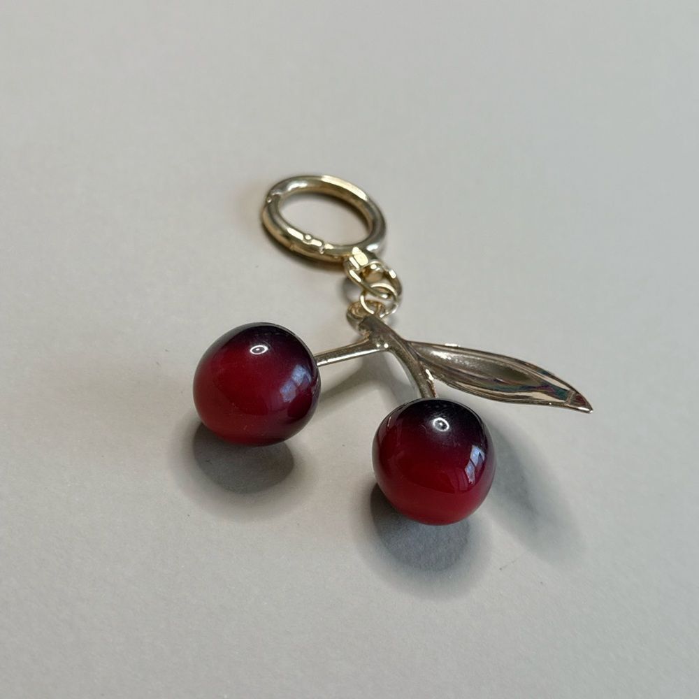 Gold and Red Cherry Keychain S1045 - Picture 3 of 3